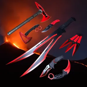 10 Piece Atomic Red Magma Knife Mega Set