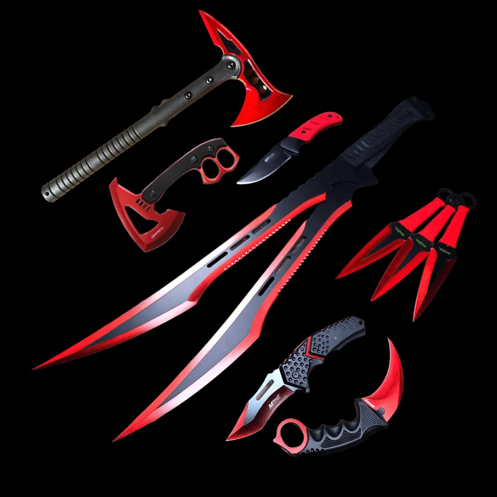 10 Piece Atomic Red Magma Knife Mega Set