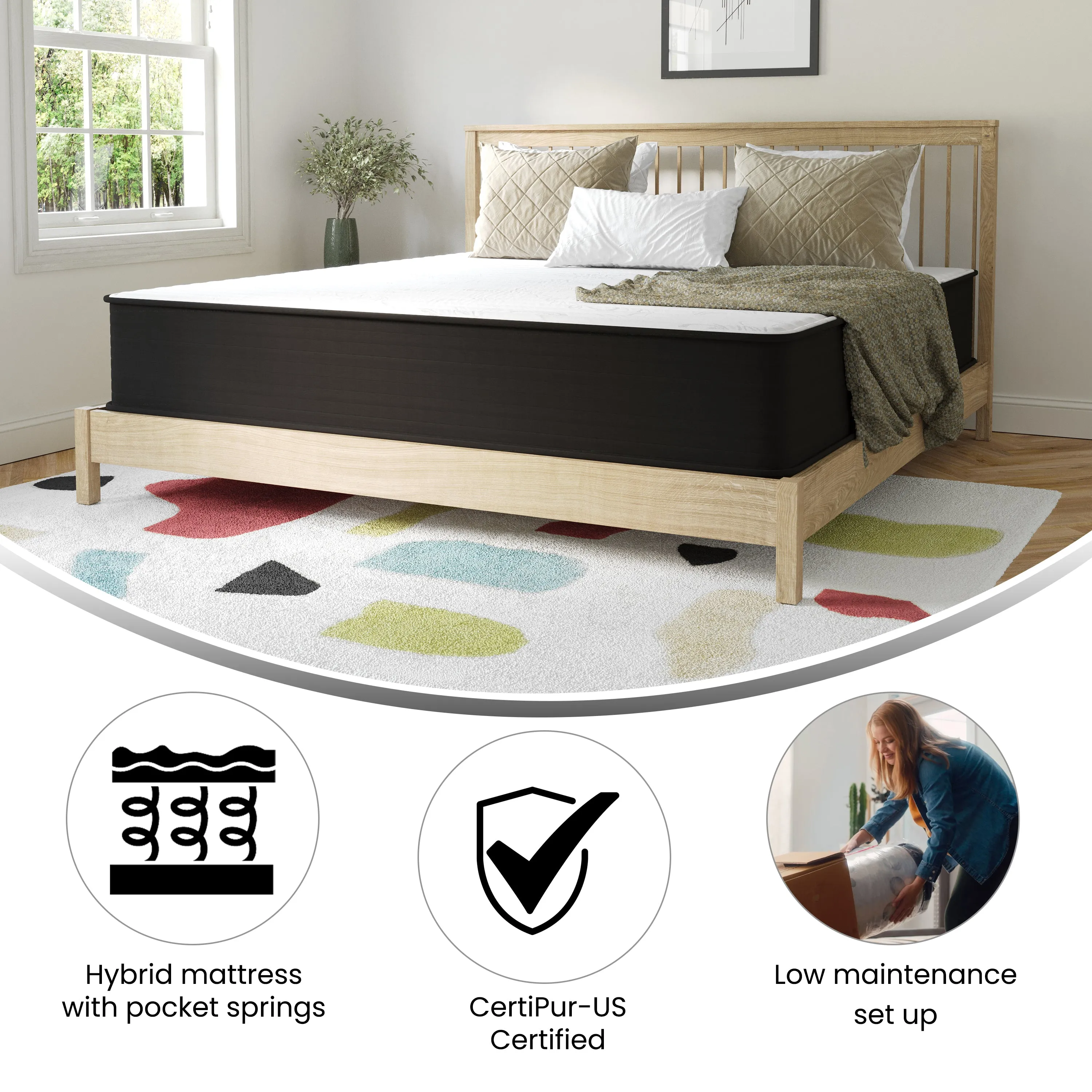 12 Inch King Hybrid Mattress DR-E230P-R-K-12-GY-GG