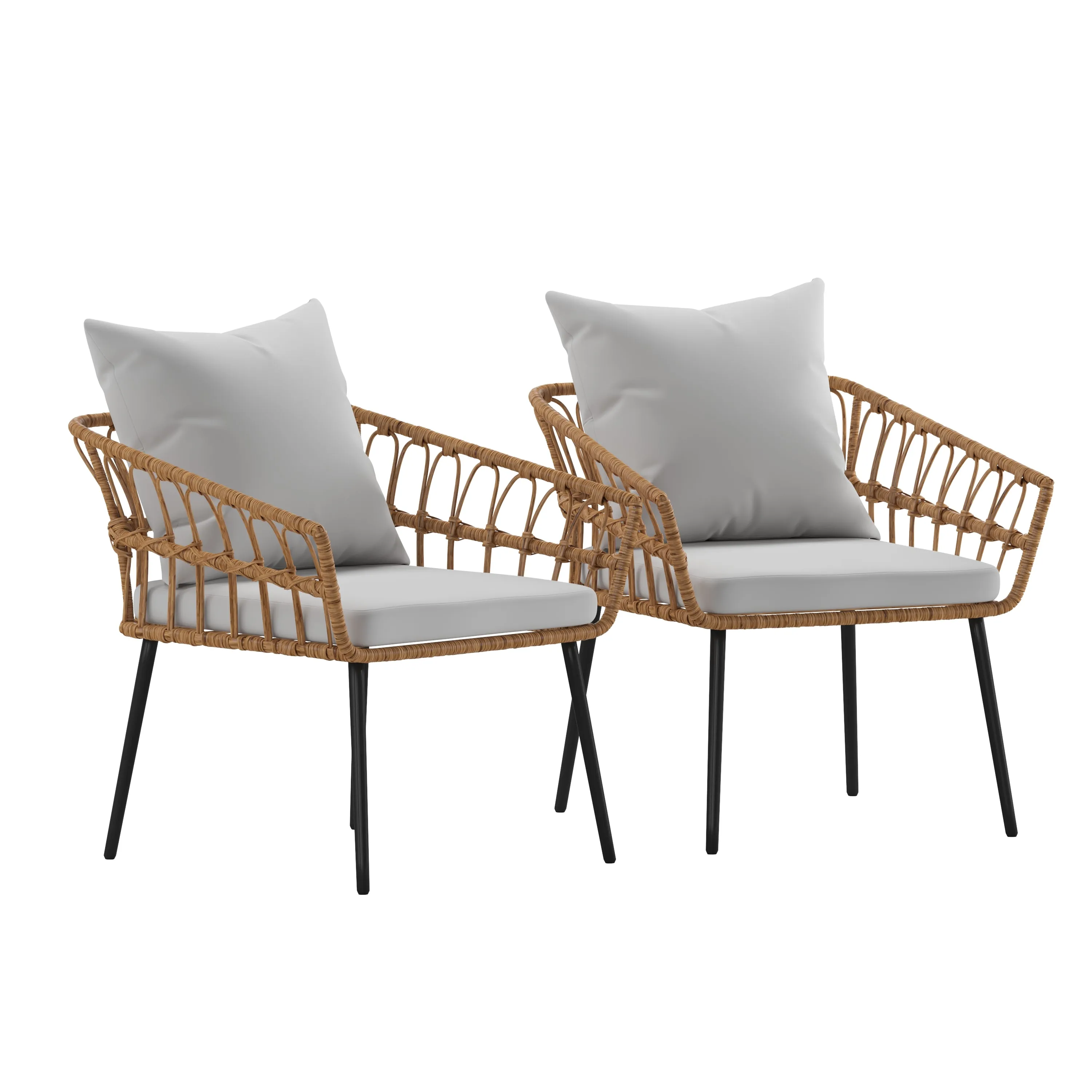 2PK NAT/Gray PE Rattan Chairs SB-1960-CH-GY-GG