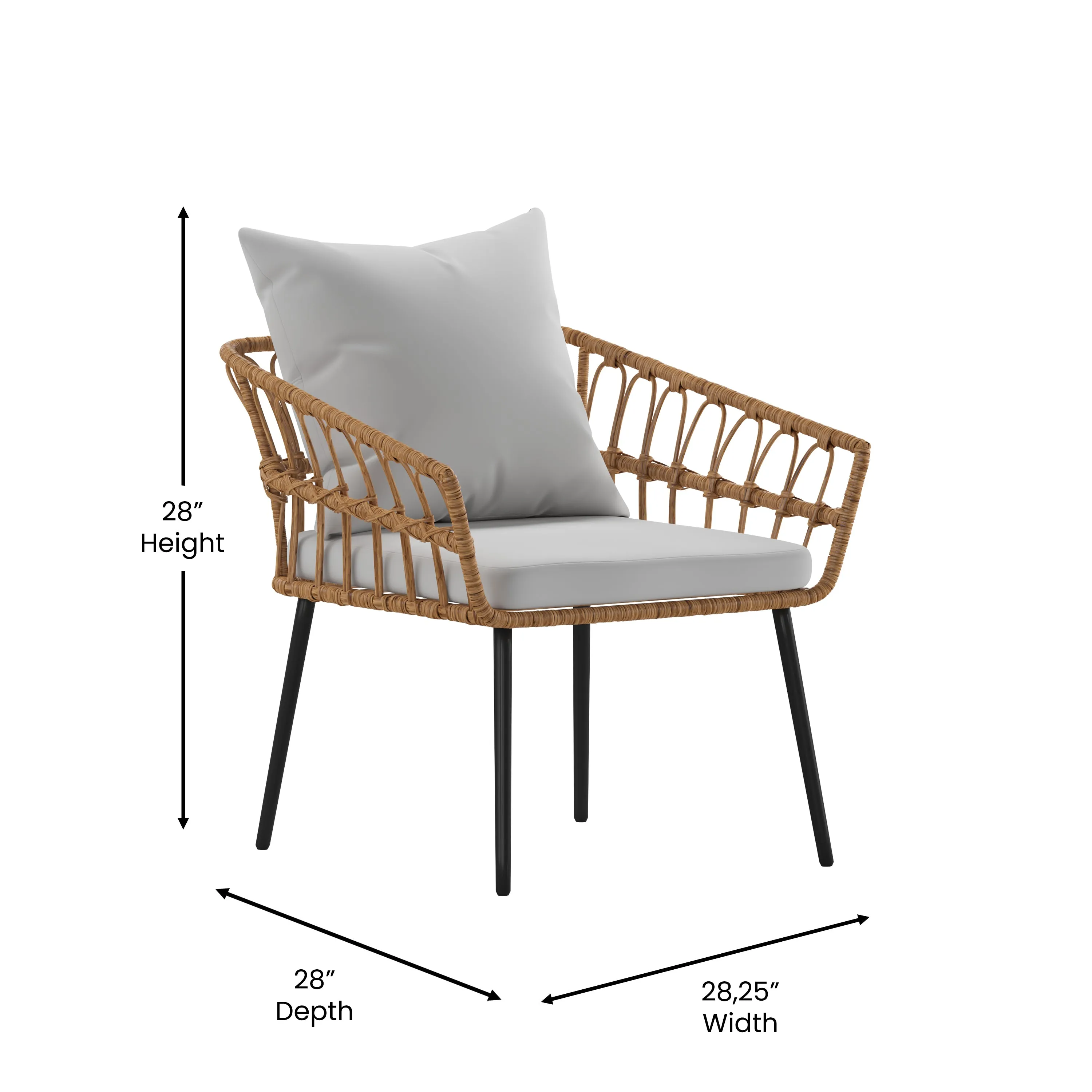 2PK NAT/Gray PE Rattan Chairs SB-1960-CH-GY-GG