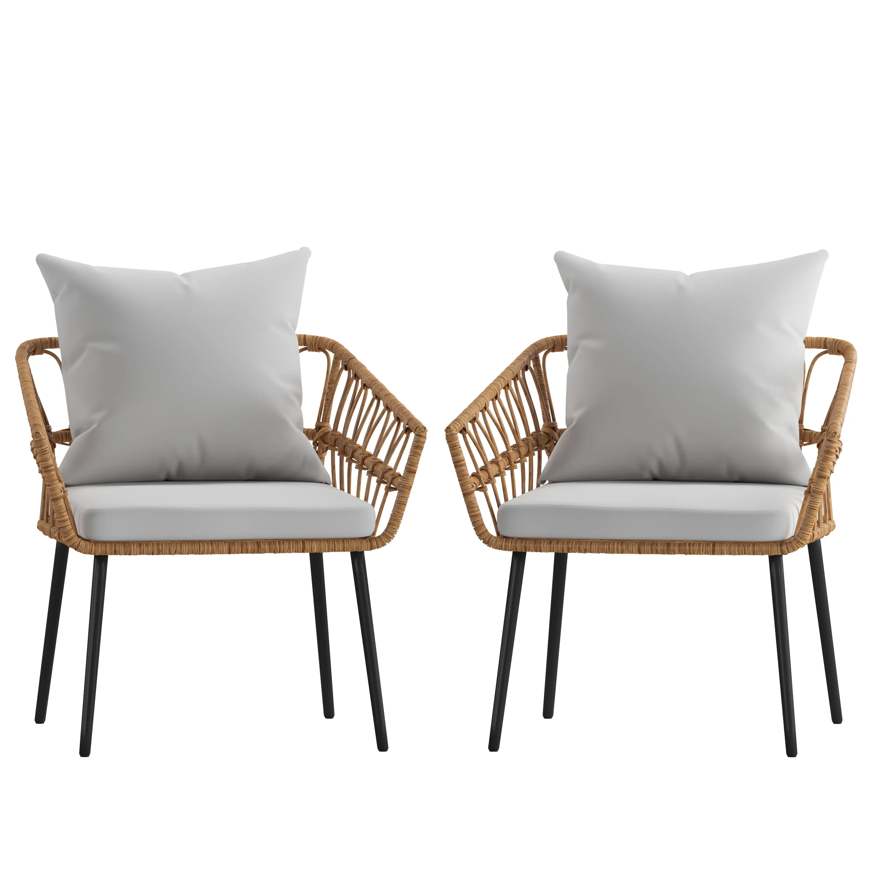 2PK NAT/Gray PE Rattan Chairs SB-1960-CH-GY-GG