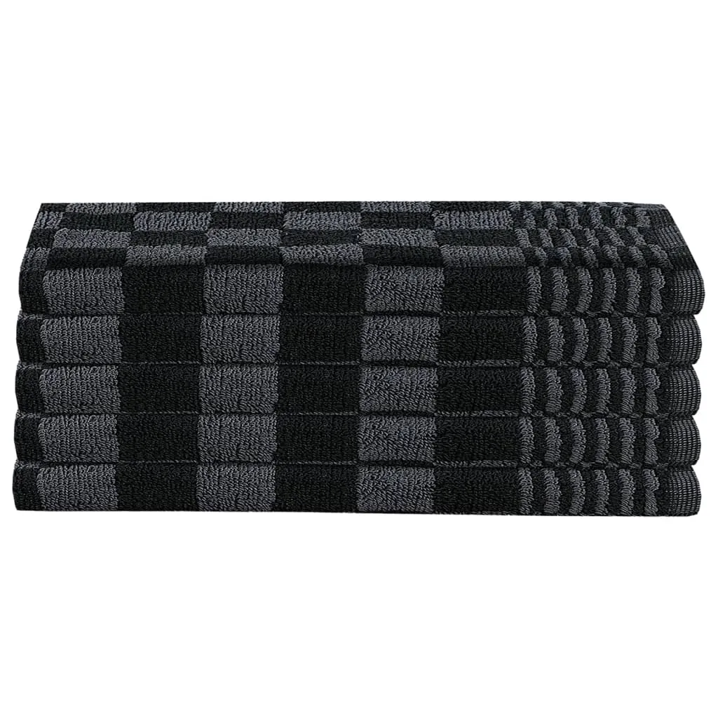 50 Piece Towel Set Black and Grey Cotton