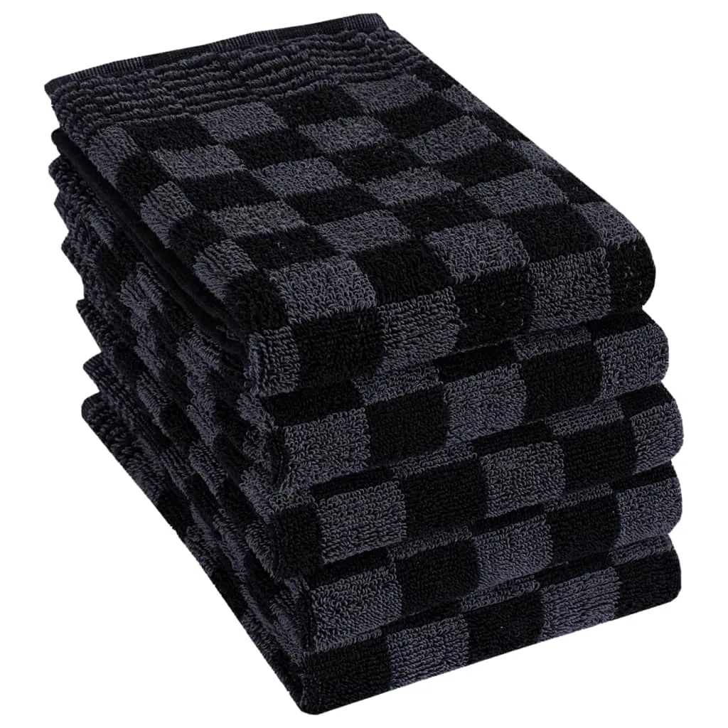 50 Piece Towel Set Black and Grey Cotton