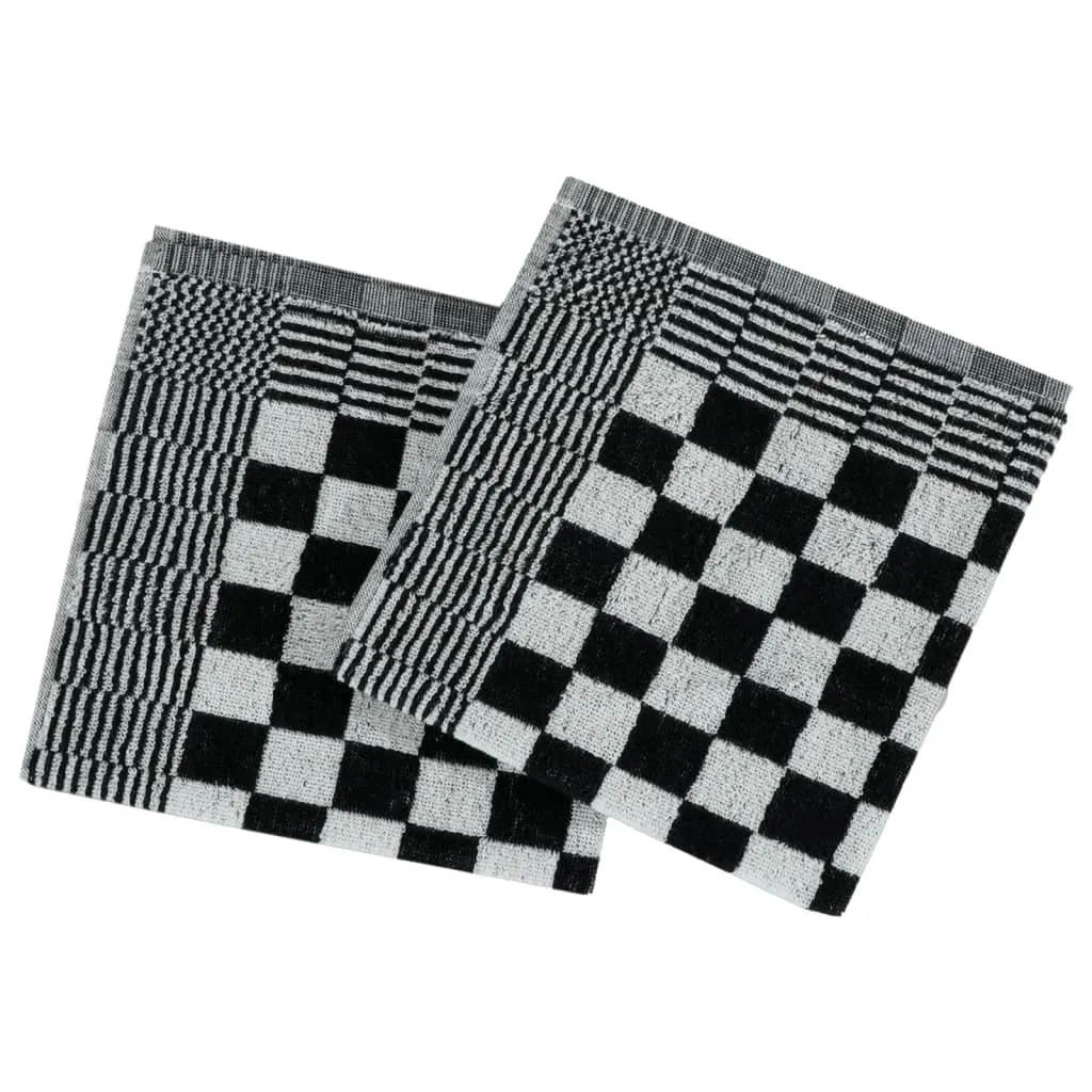 50 Piece Towel Set Black and White Cotton