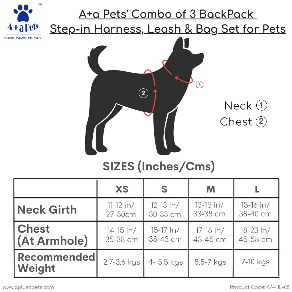 A a Pets' Combo of 3-in-1 Backpack, Harness & Leash Set - Checks Design