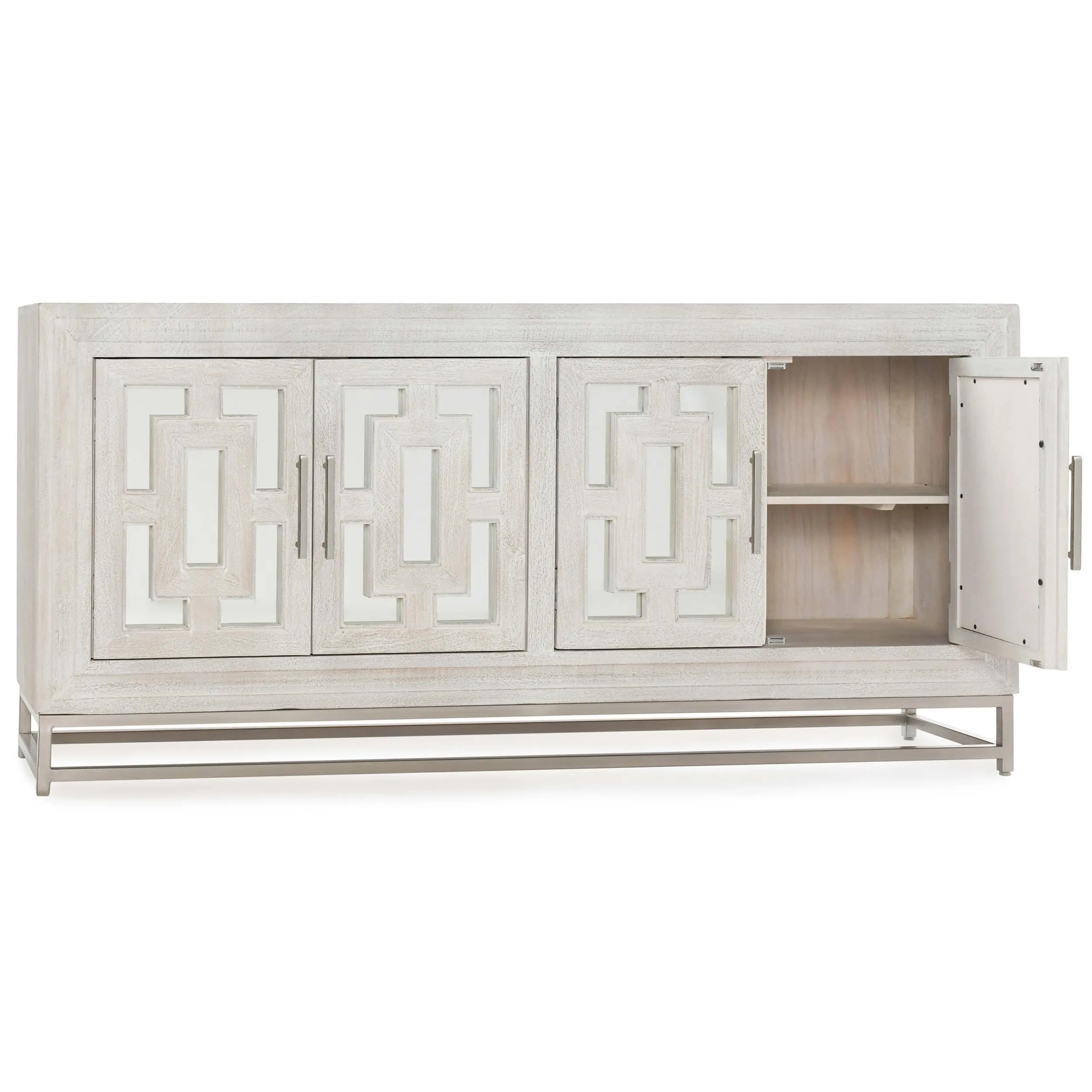 Adina 4 Door Media Console, White Washed