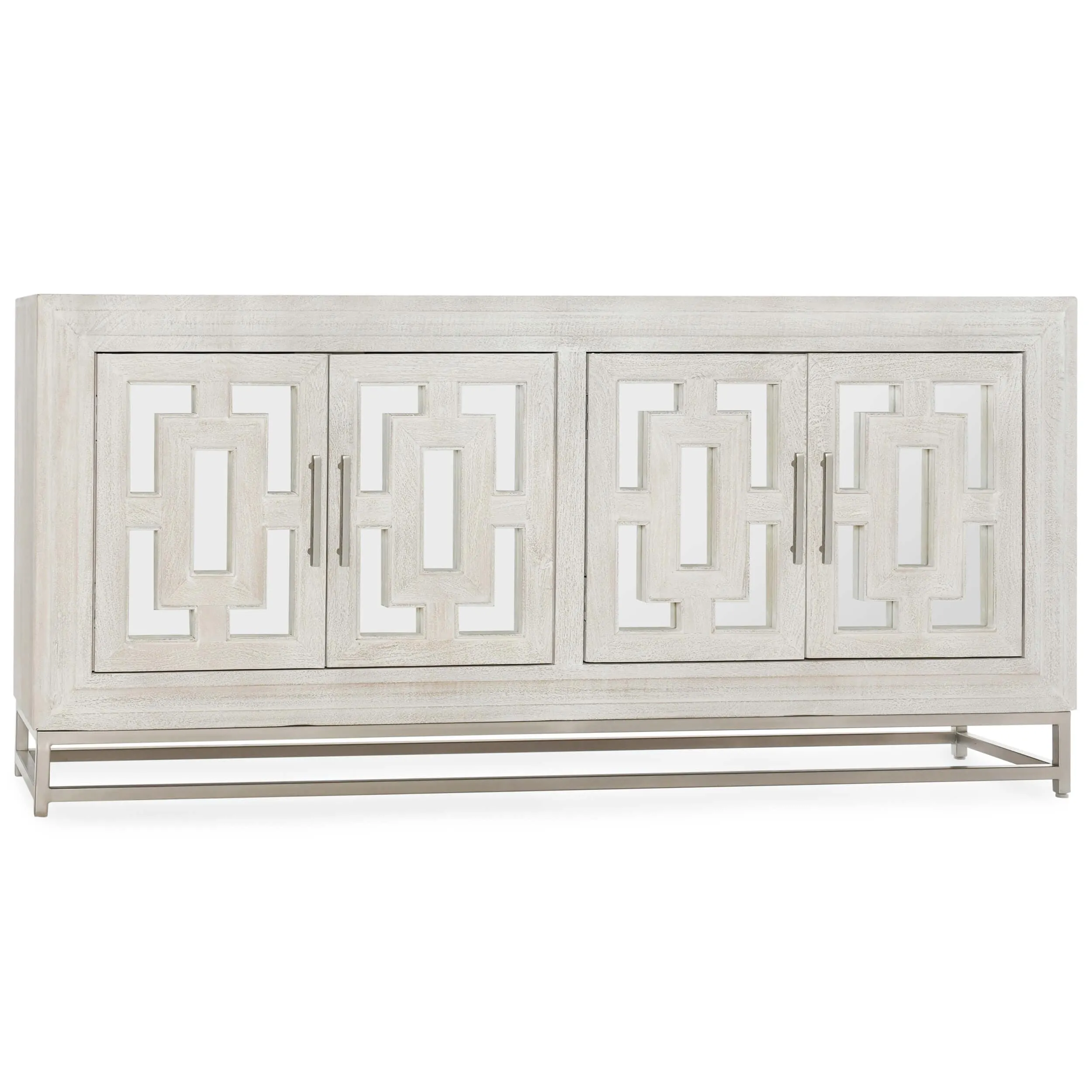 Adina 4 Door Media Console, White Washed