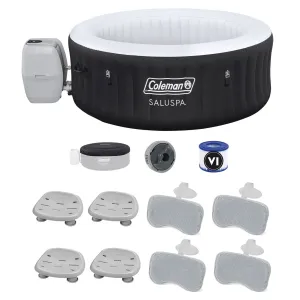 Bestway Coleman Miami Hot Tub w/4 Pack of SaluSpa Seat & 4 Headrest Pillows