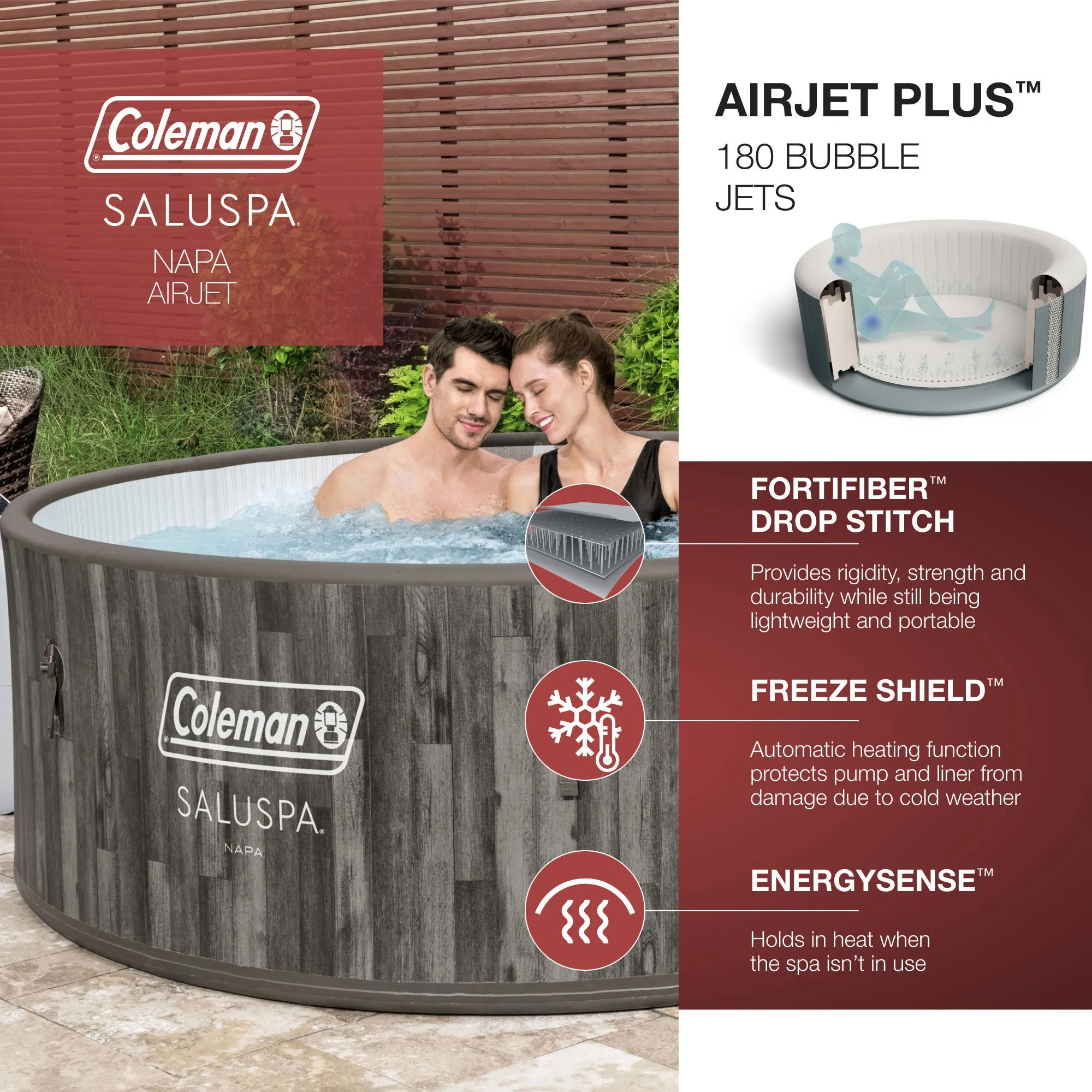 Bestway Coleman Napa AirJet Hot Tub w/4-Pack SaluSpa Seat & 4 Headrest Pillows