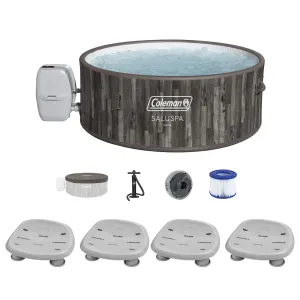 Bestway Coleman Napa AirJet Inflatable Hot Tub with 4 Pack of SaluSpa Spa Seat