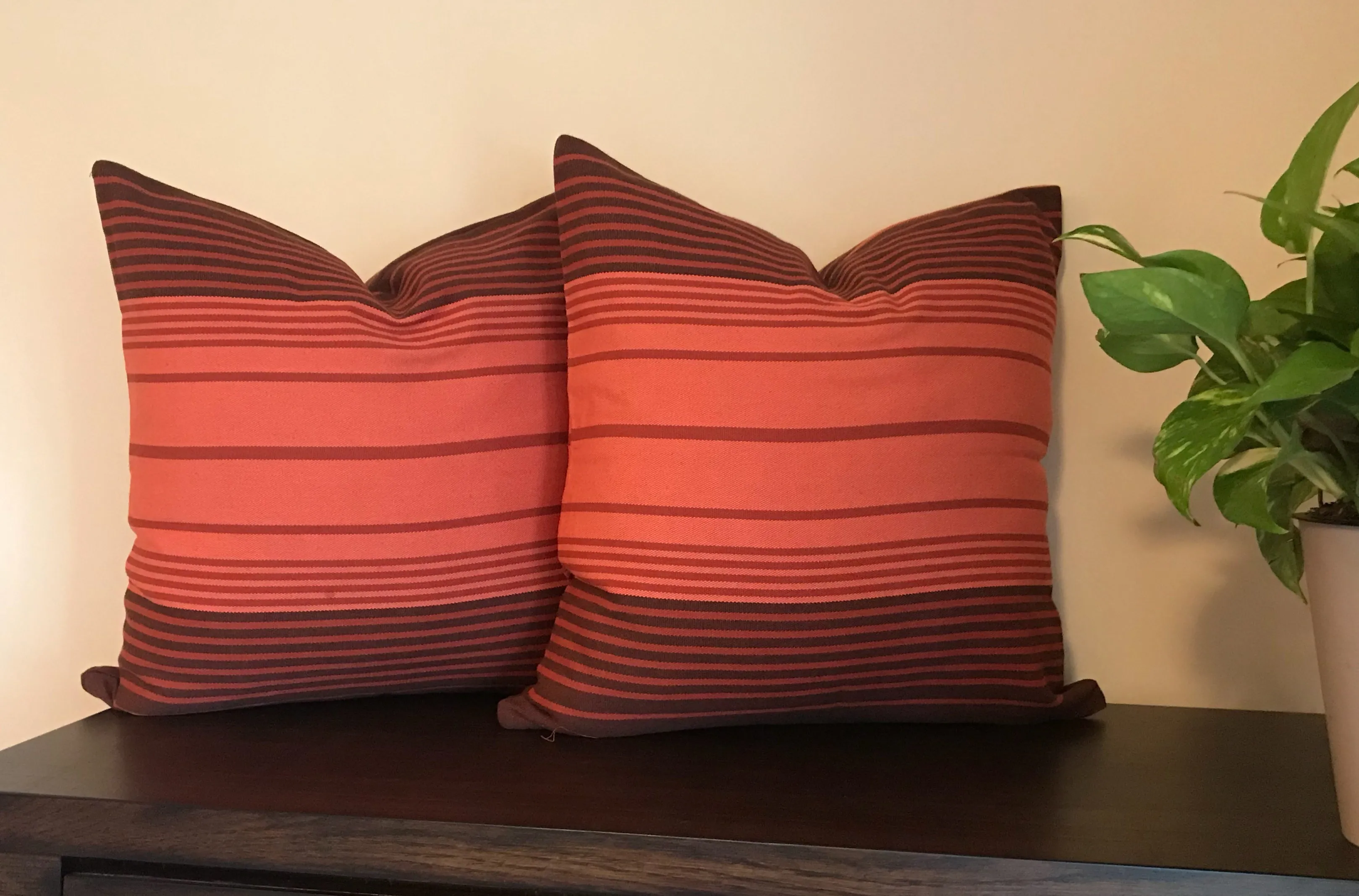 Blush Pink Brown Striped Pillow | BLUSH