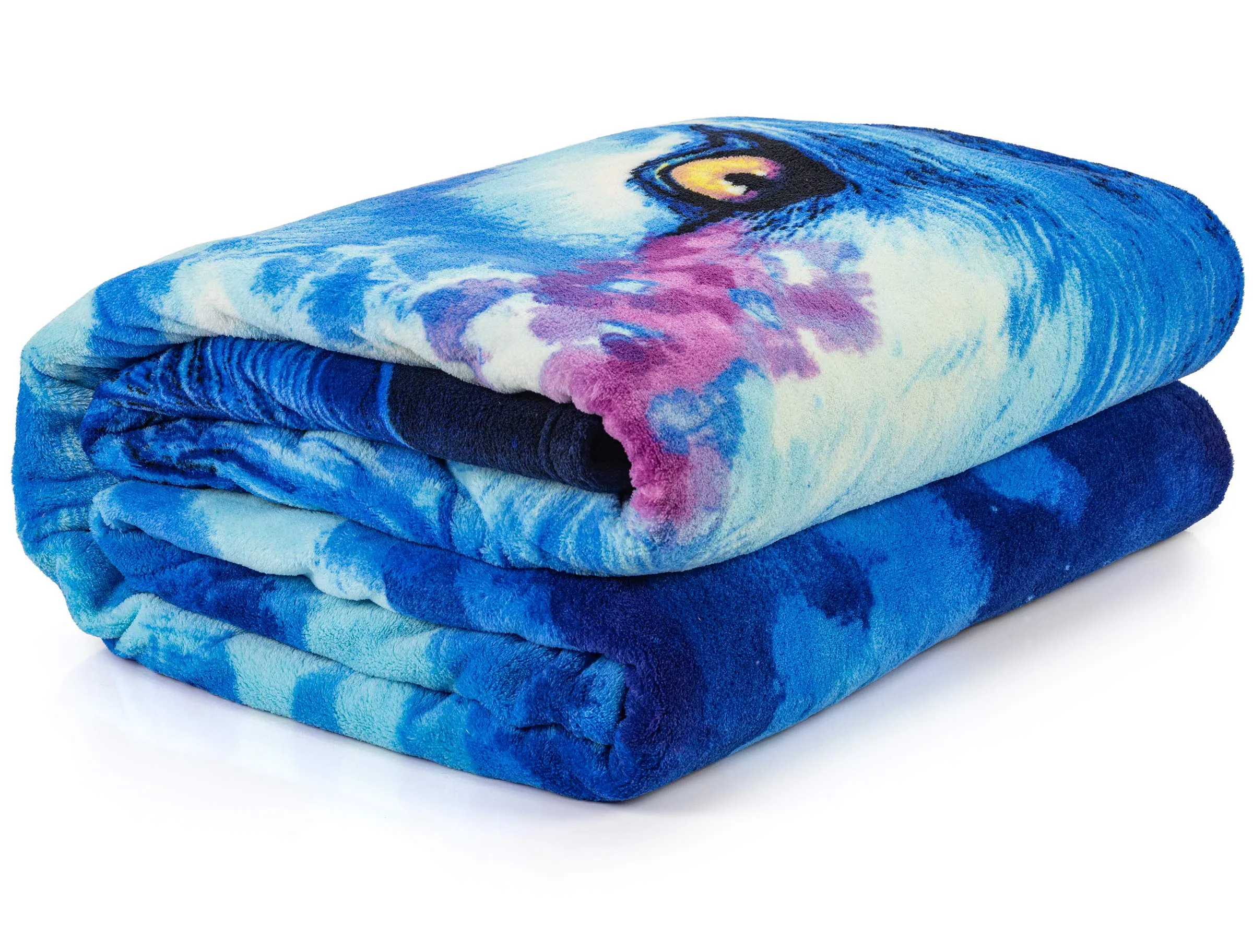 Celestial Wolf Fleece Blanket For Bed, 75" X 90" Queen Size Celestial Fleece