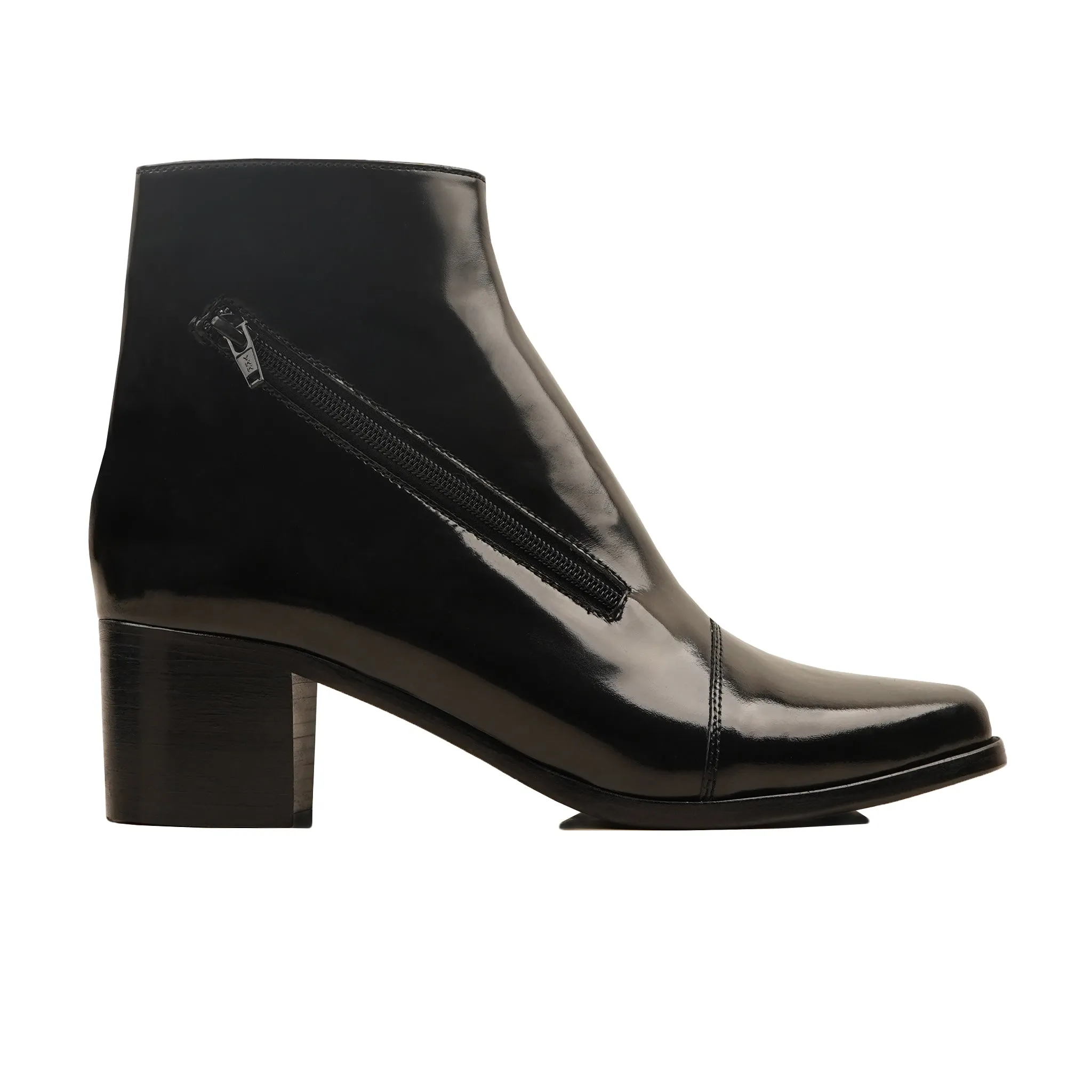 Celle - Ladies Black Box Leather High Shine Ankle Boot