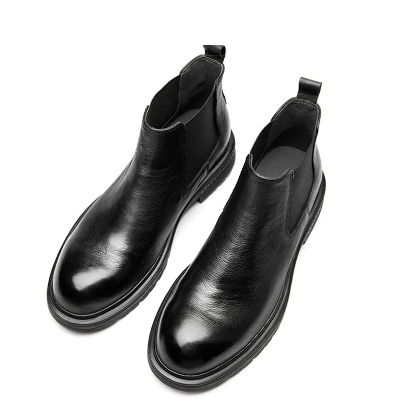 ChicLeather Leisure Slip-On Ankle Boots