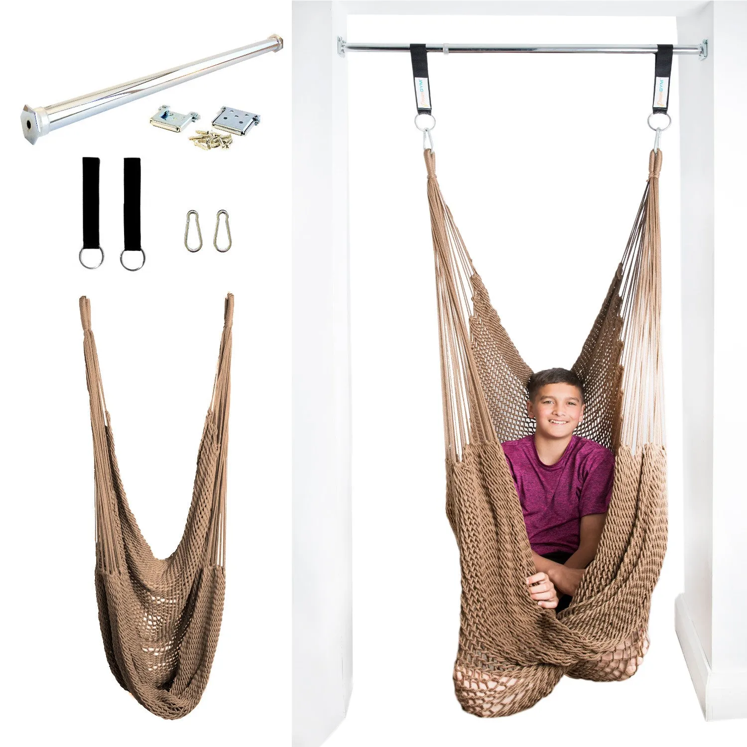 Doorway Therapy Net Swing - Cozy Brown