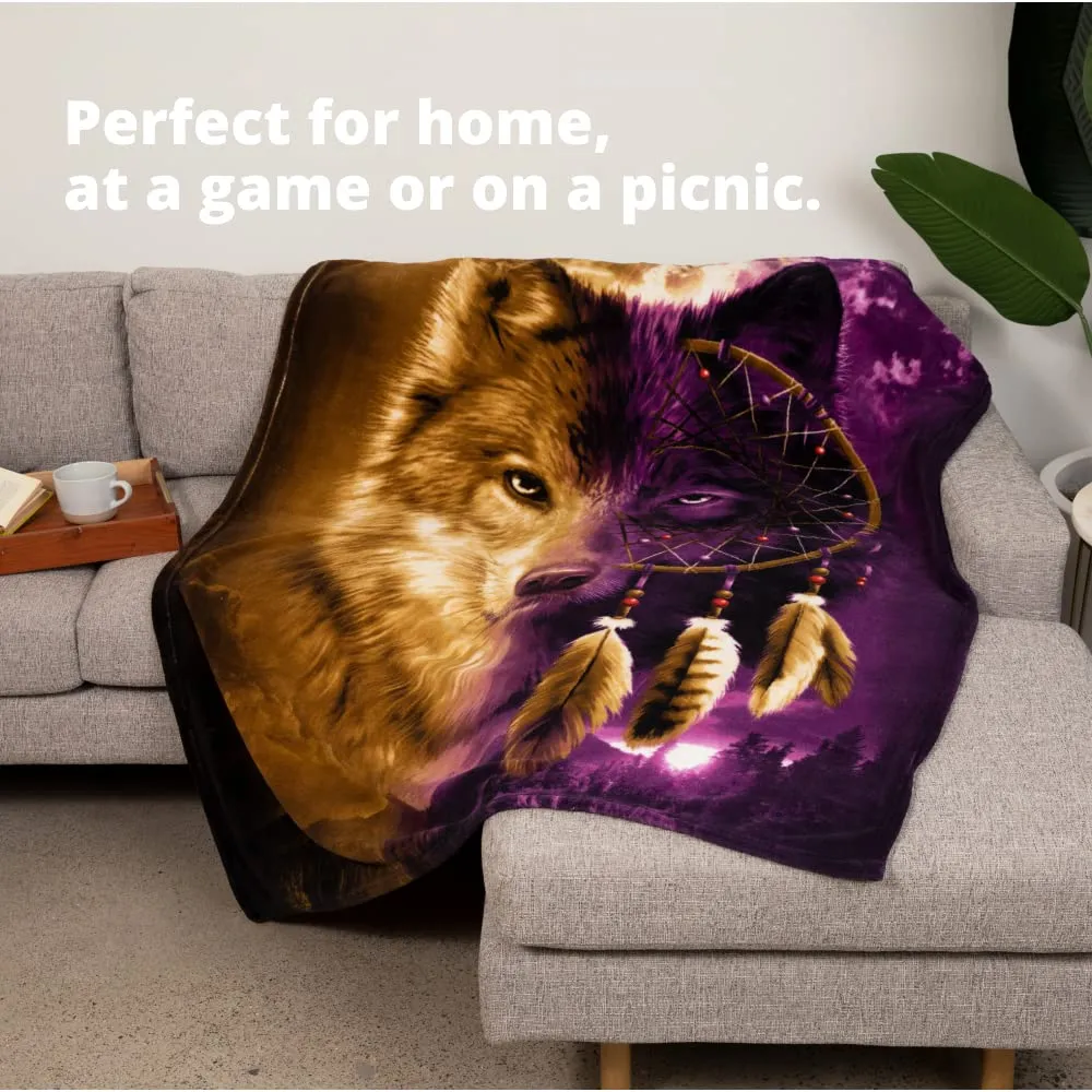 Dreamcatcher Wolf Fleece Blanket For Bed, 50" X 60" Dreamcatcher Fleece