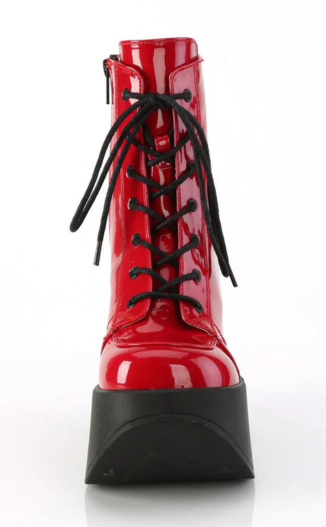 DYNAMITE-106 Red Patent Ankle Boots