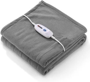 Electric Heated Blanket 62'' x 84'' Electric Blanket for Whole Body Warming, ETL and FCC Certification Fast Heating with 4 Heating Levels & 10 Hours Auto-Off, Machine Washable, Grey