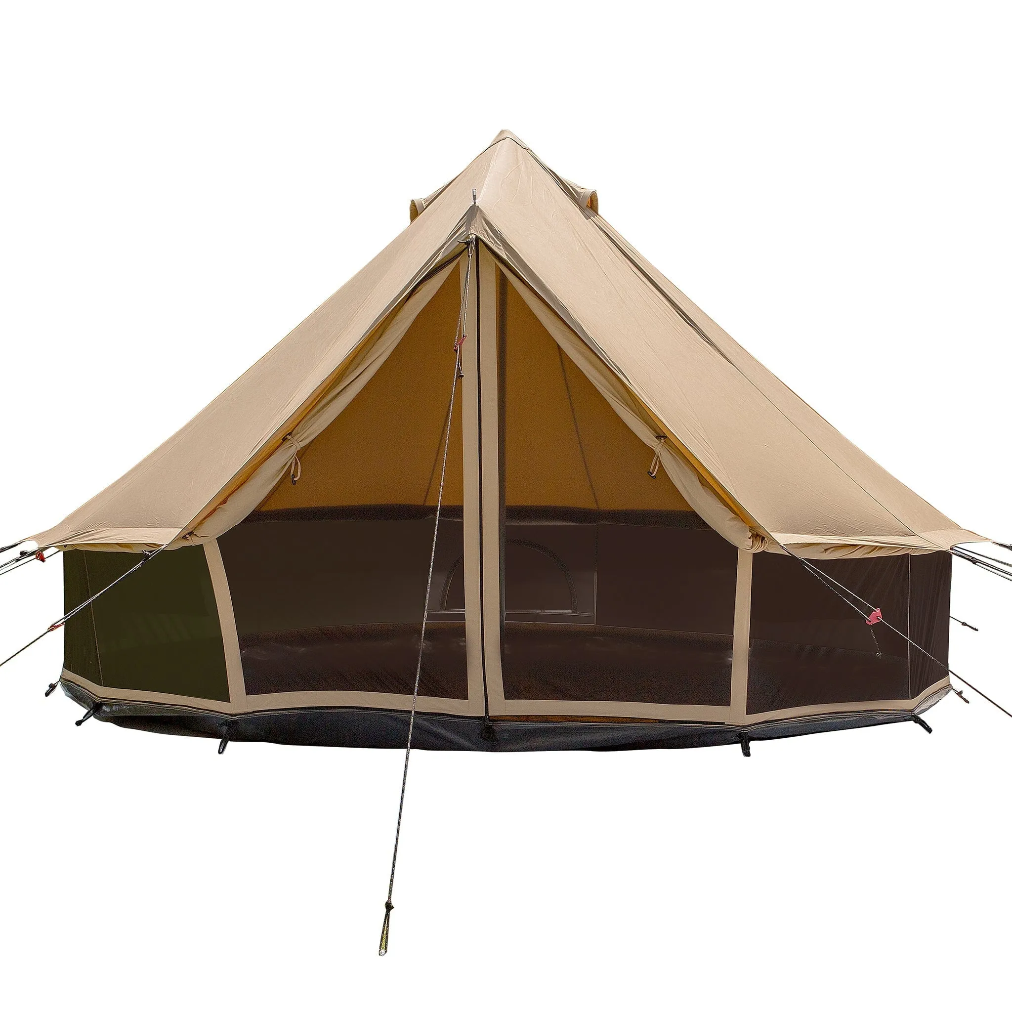 essential Regatta Canvas Bell Tent, 360 Mesh, Sandstone Beige, 13', Water Repellent Glamping Yurt