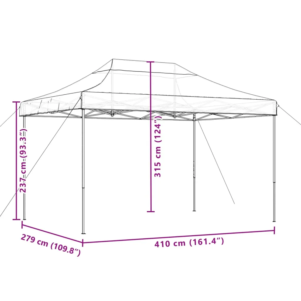 Foldable Party Tent Pop-Up Brown 410x279x315 cm