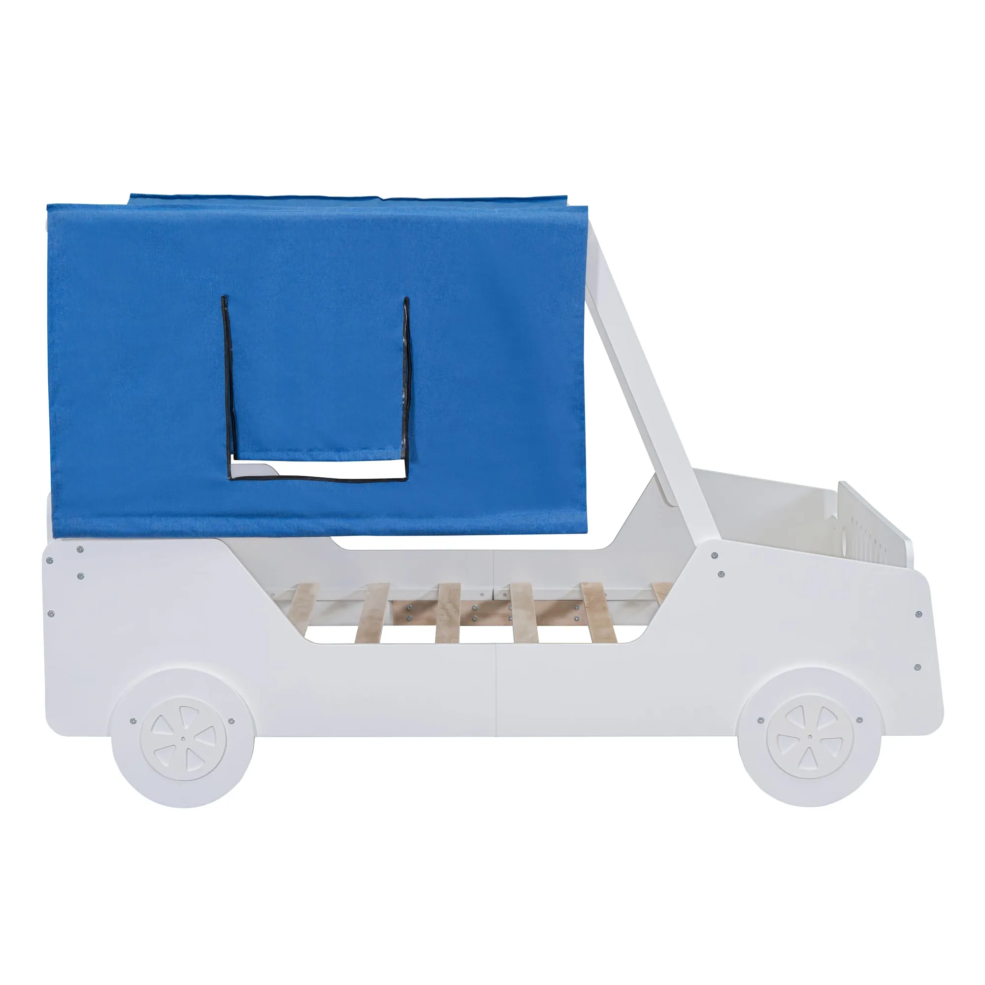 Full Size Car Shaped Bed with Tents,White