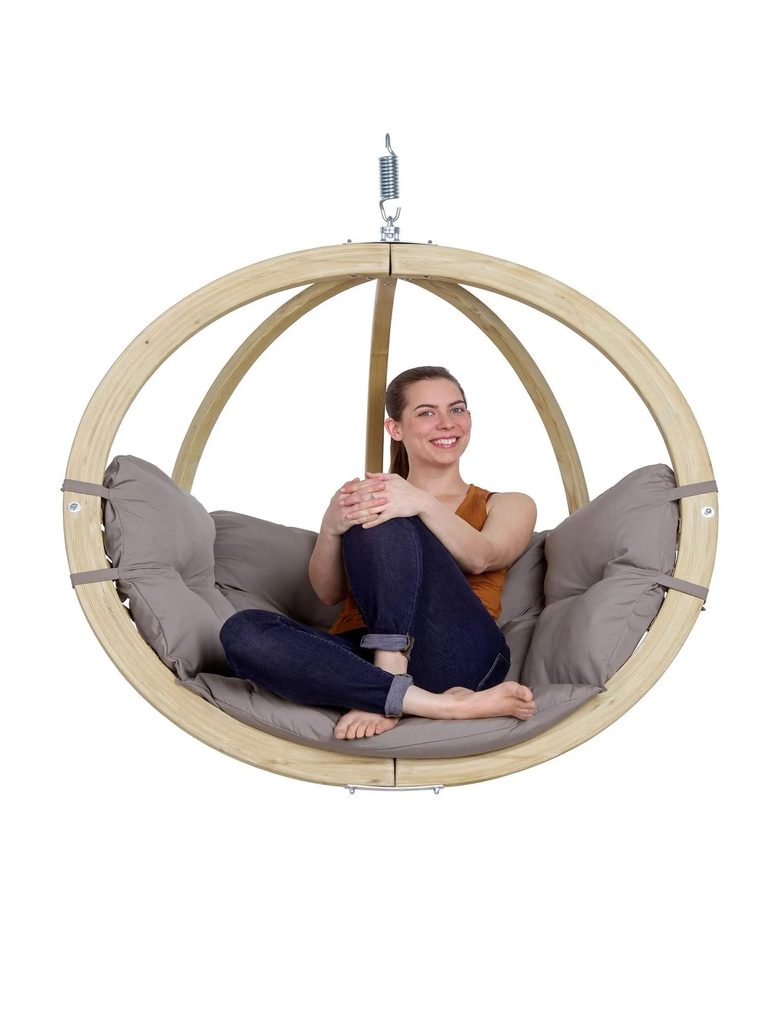 Grey Single Globo Hanging Chair with Cushions - Outdoor Living and Style