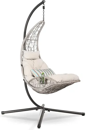 Hanging Chair Patio Wicker Rattan Swing Basket Moon