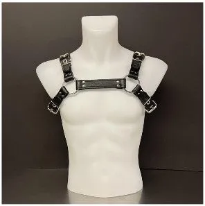 Harness - Black Leather with Silver Buckles - XL