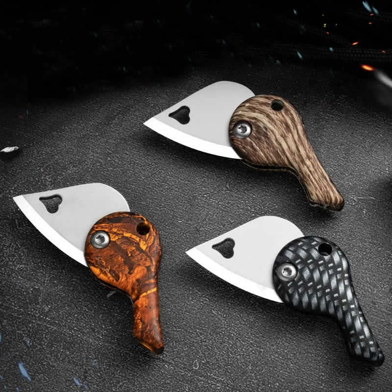 Heart Shaped Hollow Blade Pocket Folding Knife Keychain