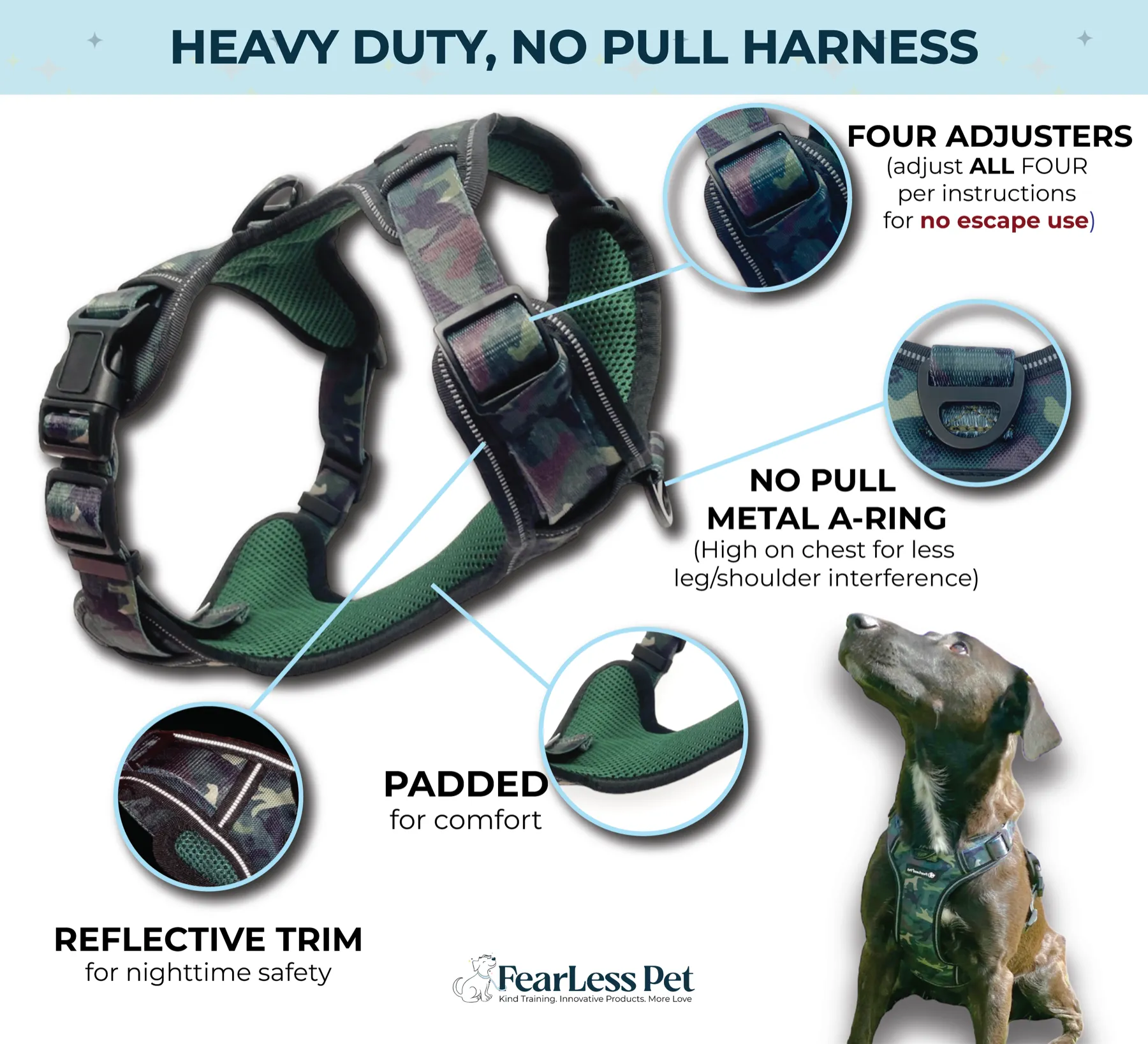 Heavy Duty Harness - Green Camouflage