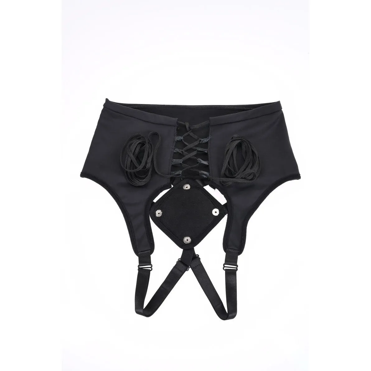 High Waisted Corset Strap on - Black