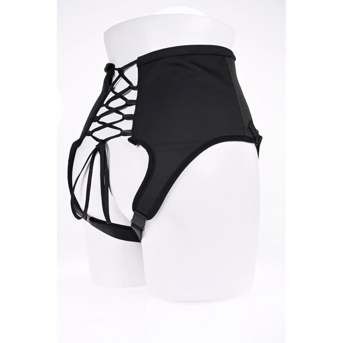 High Waisted Corset Strap on - Black