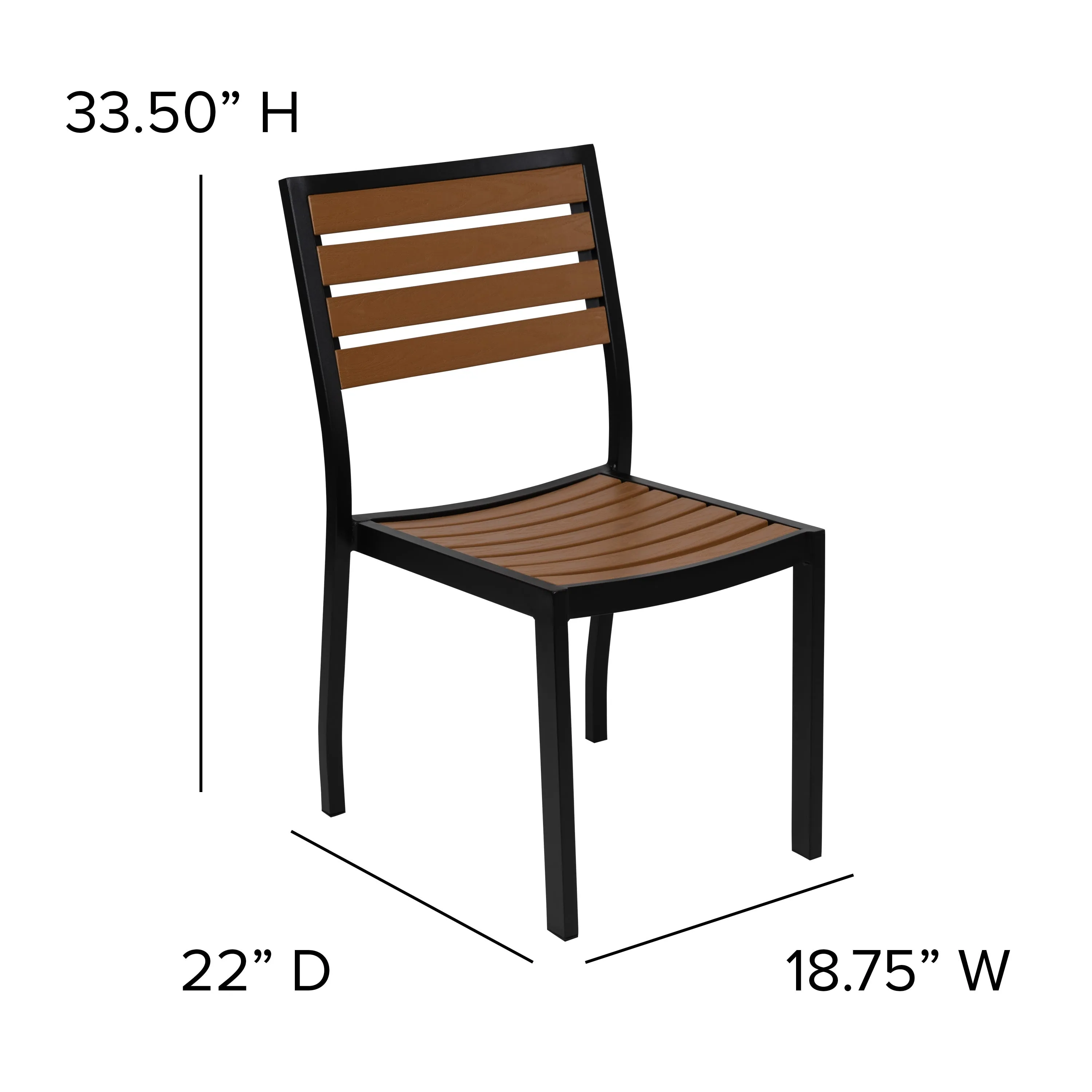 Lark Outdoor Side Chair with Faux Teak Poly Slats