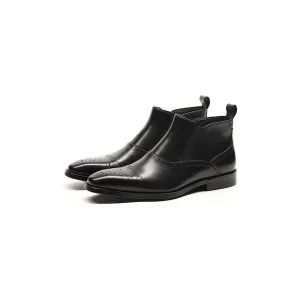 Luxury Exotic Cow Leather Ankle Chelsea Boots