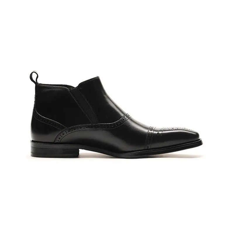 Luxury Exotic Cow Leather Ankle Chelsea Boots