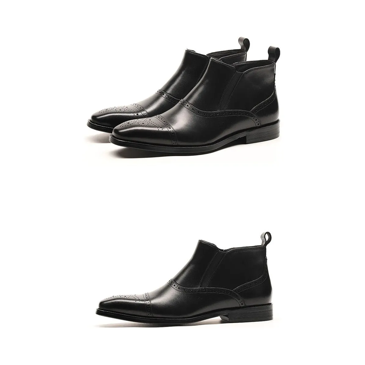 Luxury Exotic Cow Leather Ankle Chelsea Boots