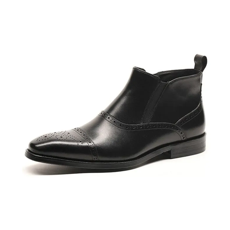 Luxury Exotic Cow Leather Ankle Chelsea Boots