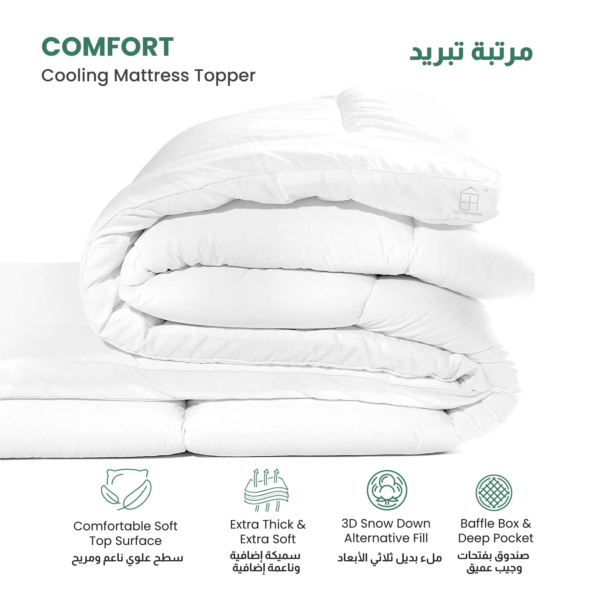 Mattress Topper 150x200 7cm White