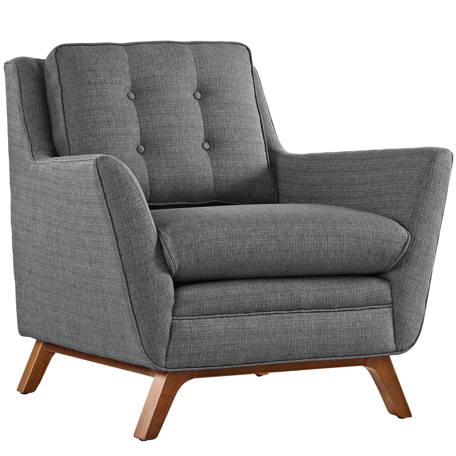 Modern Accent ArmChair With Upholstered Fabric Chair - Tapered Wood Legs Comfy Chairs