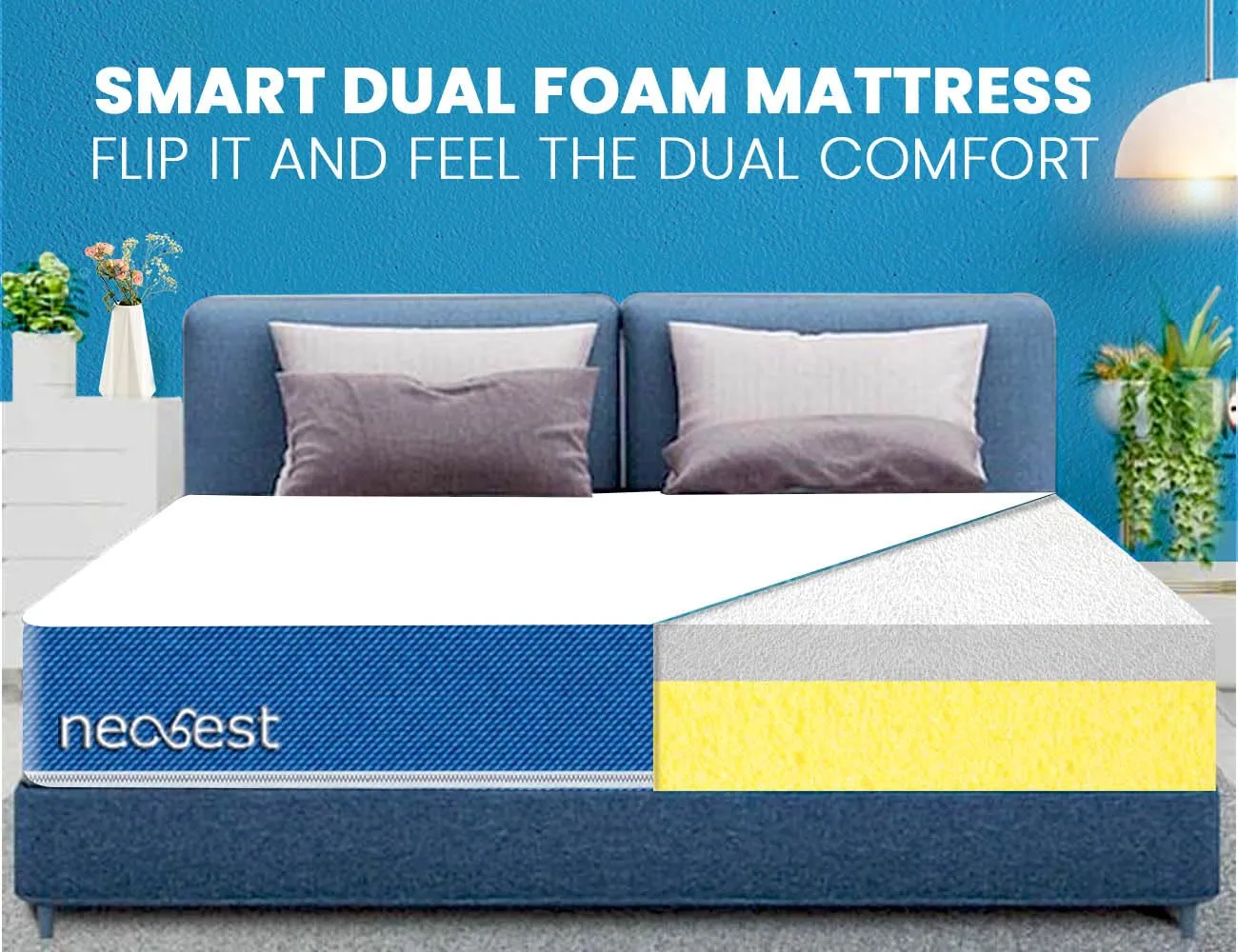 NEOBEST - Orthopedic Dual Comfort Soft & Firm Queen High Resilience (HR) Foam Mattress, 78 * 60 8 inch (Queen)