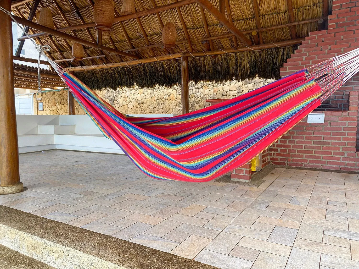 Premium Brazilian Style Double Hammock with Bamboo Stand