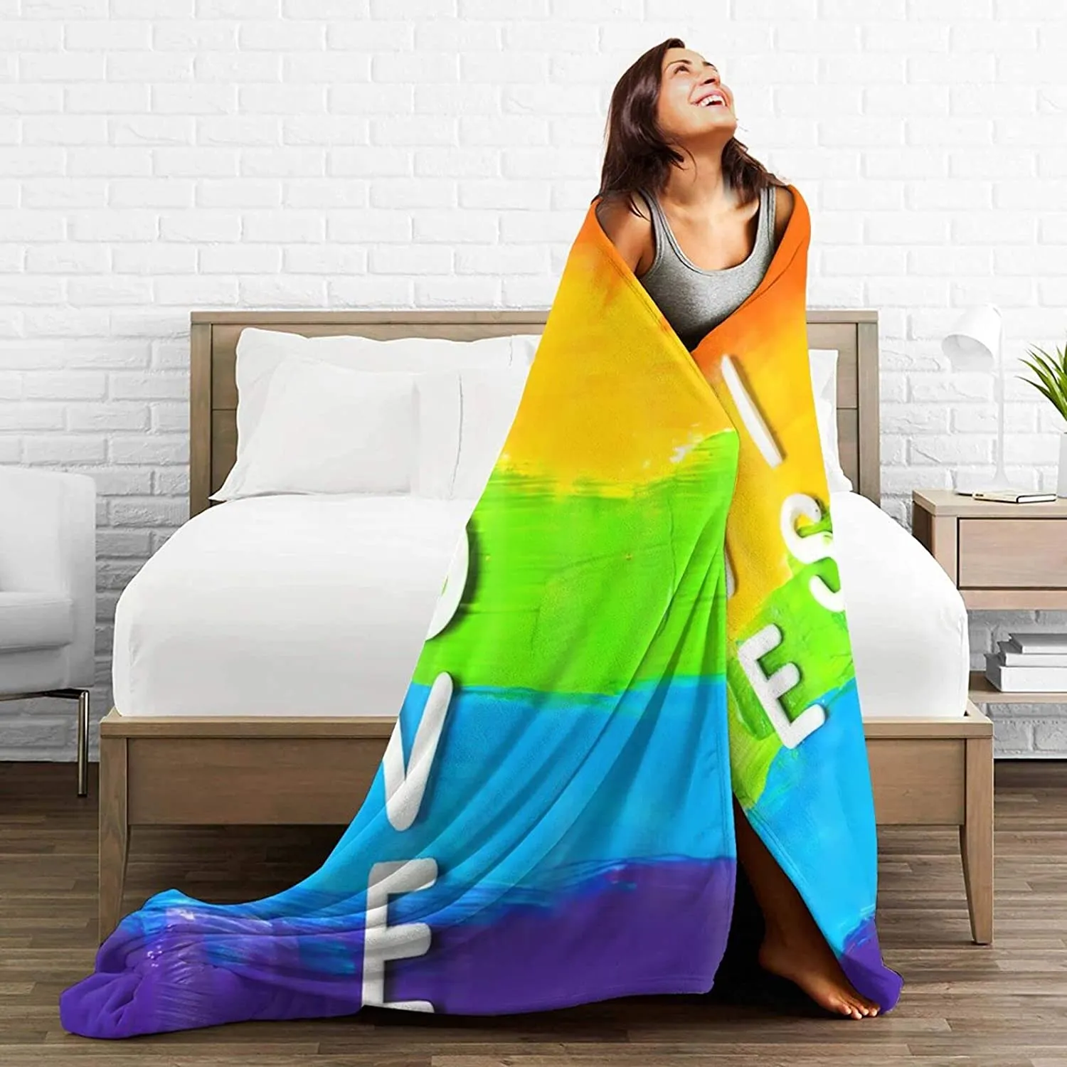 Rainbow Pride Blanket Lgbt Gay Pride Flag Rainbow Colors Stripe Throw Blanket Super Soft Warm, Pride Blanket