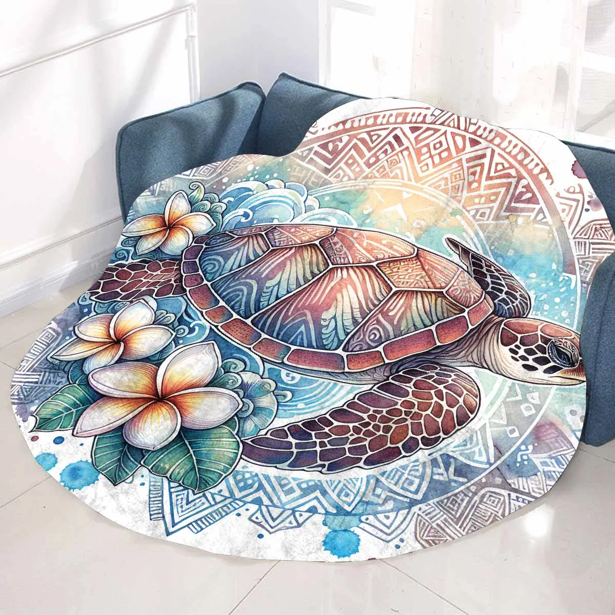 Sea_Animals_Turtle_Awd351107  Circular Micro Fleece Blanket 60"