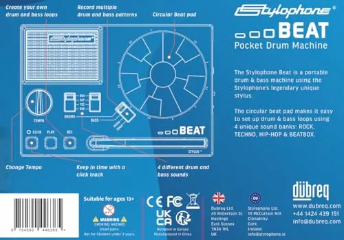 Stylophone Beat - Compact Stylus Drum Machine | 4 Drum Kits & 4 Bass Sounds | Rhythm Machine Beat Maker | Drum Loop Machine