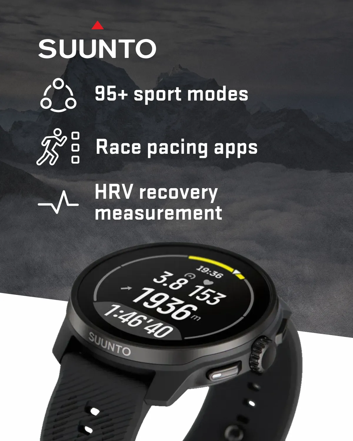 Suunto Race S GPS Sports Smartwatch, AMOLED Touchscreen w/ 13D Standby, Dualband GNSS, Global Offline Map, Advanced Training, Wearable4U