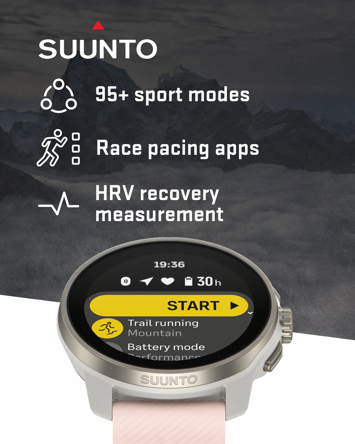 Suunto Race S GPS Sports Smartwatch, AMOLED Touchscreen w/ 13D Standby, Dualband GNSS, Global Offline Map, Advanced Training, Wearable4U