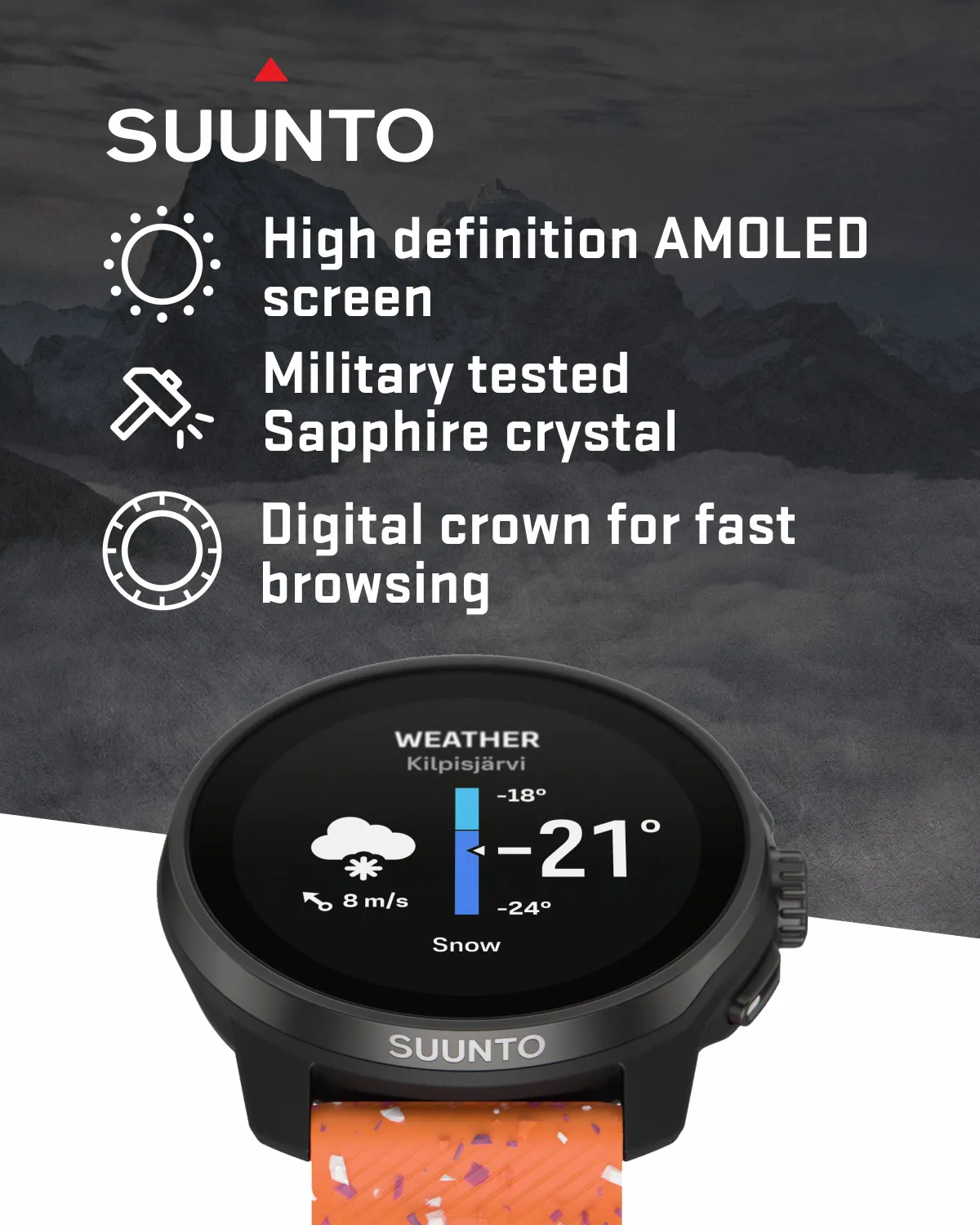 Suunto Race S GPS Sports Smartwatch, AMOLED Touchscreen w/ 13D Standby, Dualband GNSS, Global Offline Map, Advanced Training, Wearable4U