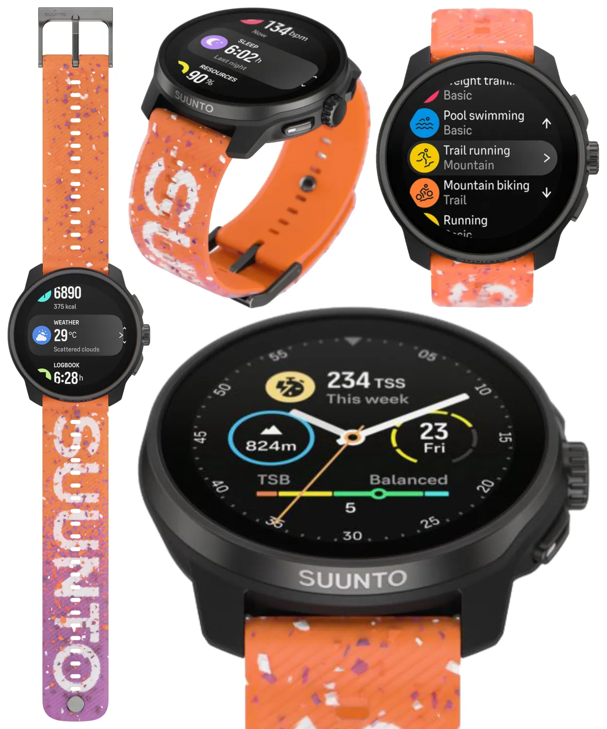 Suunto Race S GPS Sports Smartwatch, AMOLED Touchscreen w/ 13D Standby, Dualband GNSS, Global Offline Map, Advanced Training, Wearable4U