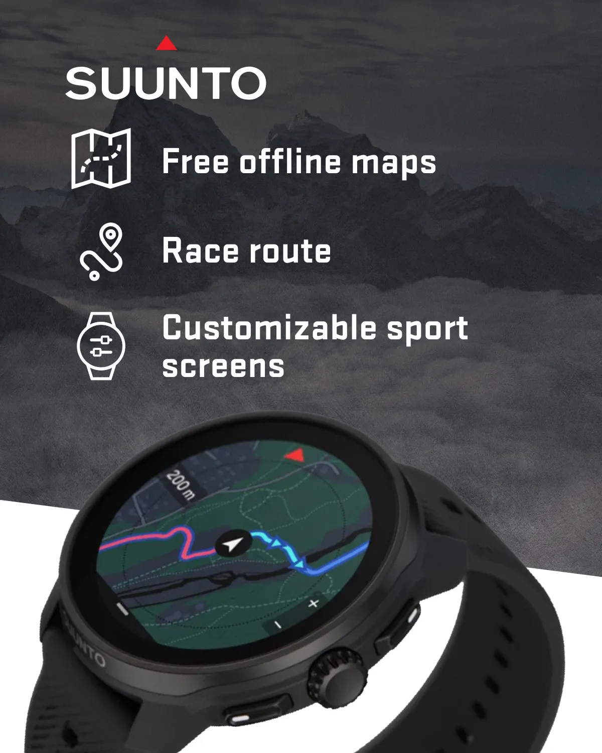 Suunto Race S GPS Sports Smartwatch, AMOLED Touchscreen w/ 13D Standby, Dualband GNSS, Global Offline Map, Advanced Training, Wearable4U